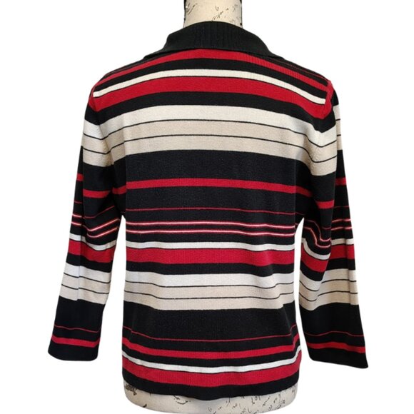 Vintage Y2K Charter Club Womens Sweater Striped Collar Preppy Academia Fall - Picture 4 of 7